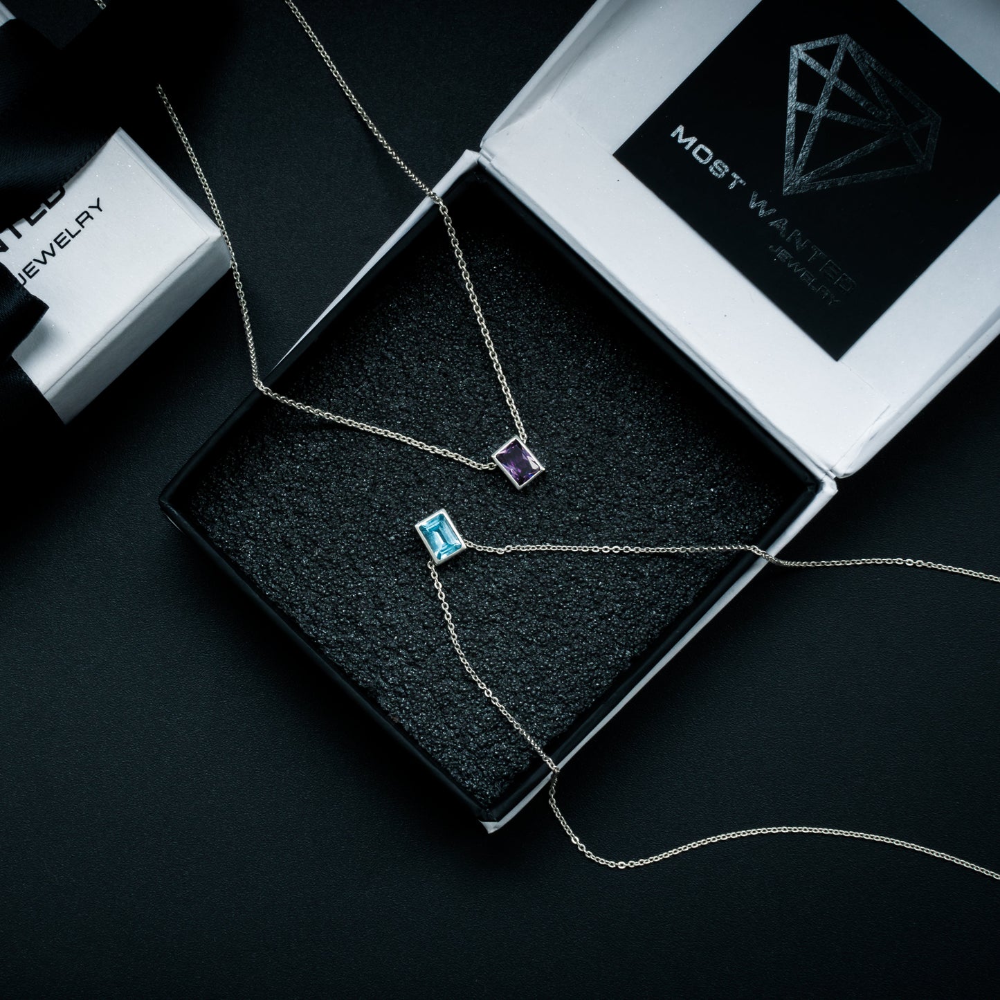 amethyst rectangle crystal pendant necklace made in silver