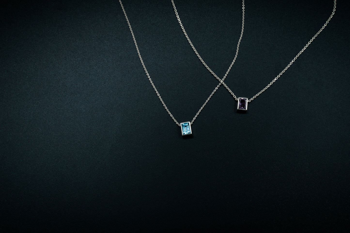 rectangle crystal pendant necklace made in silver