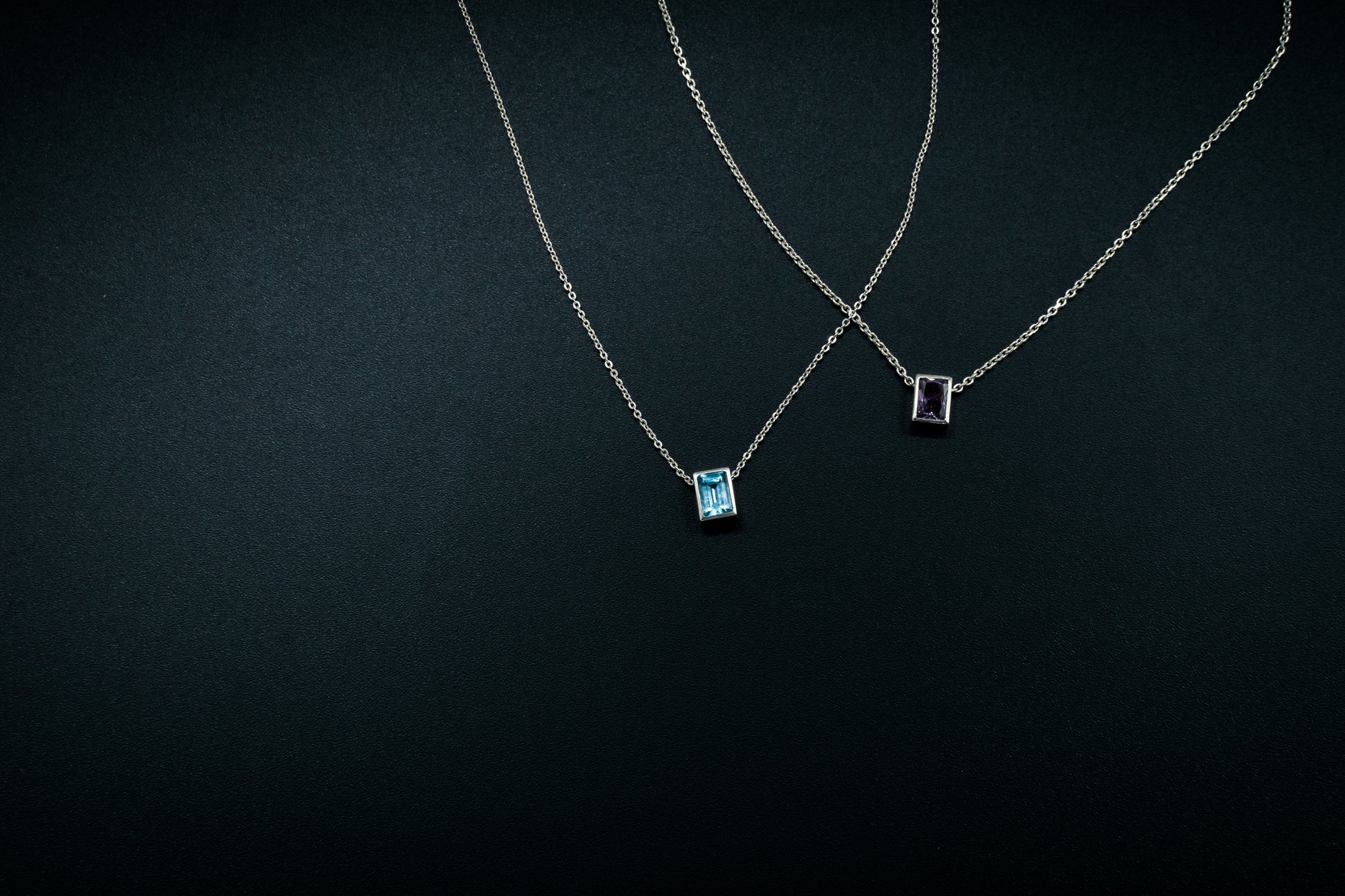 rectangle crystal pendant necklace made in silver