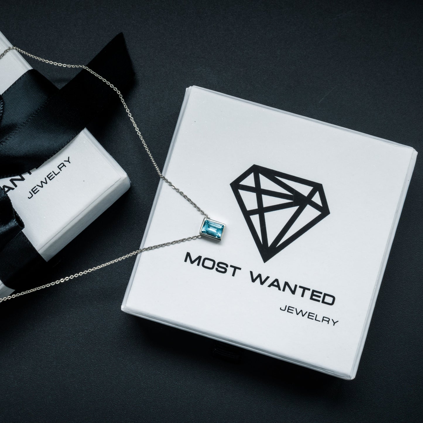 rectangle crystal pendant necklace made in silver