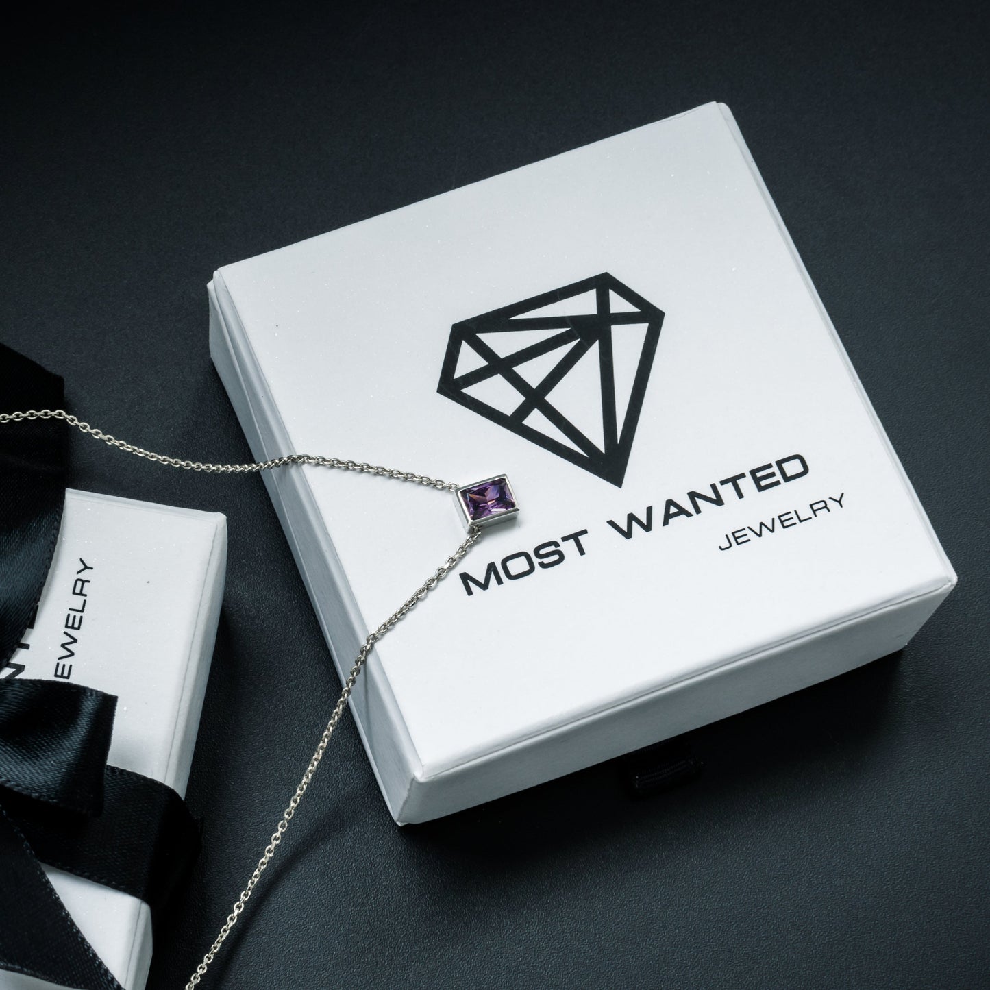 amethyst rectangle crystal pendant necklace made in silver