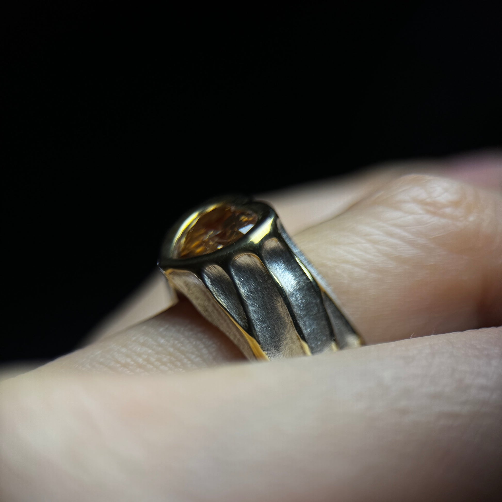 HEART SHAPED MIX METAL SIGNET ring on a finger