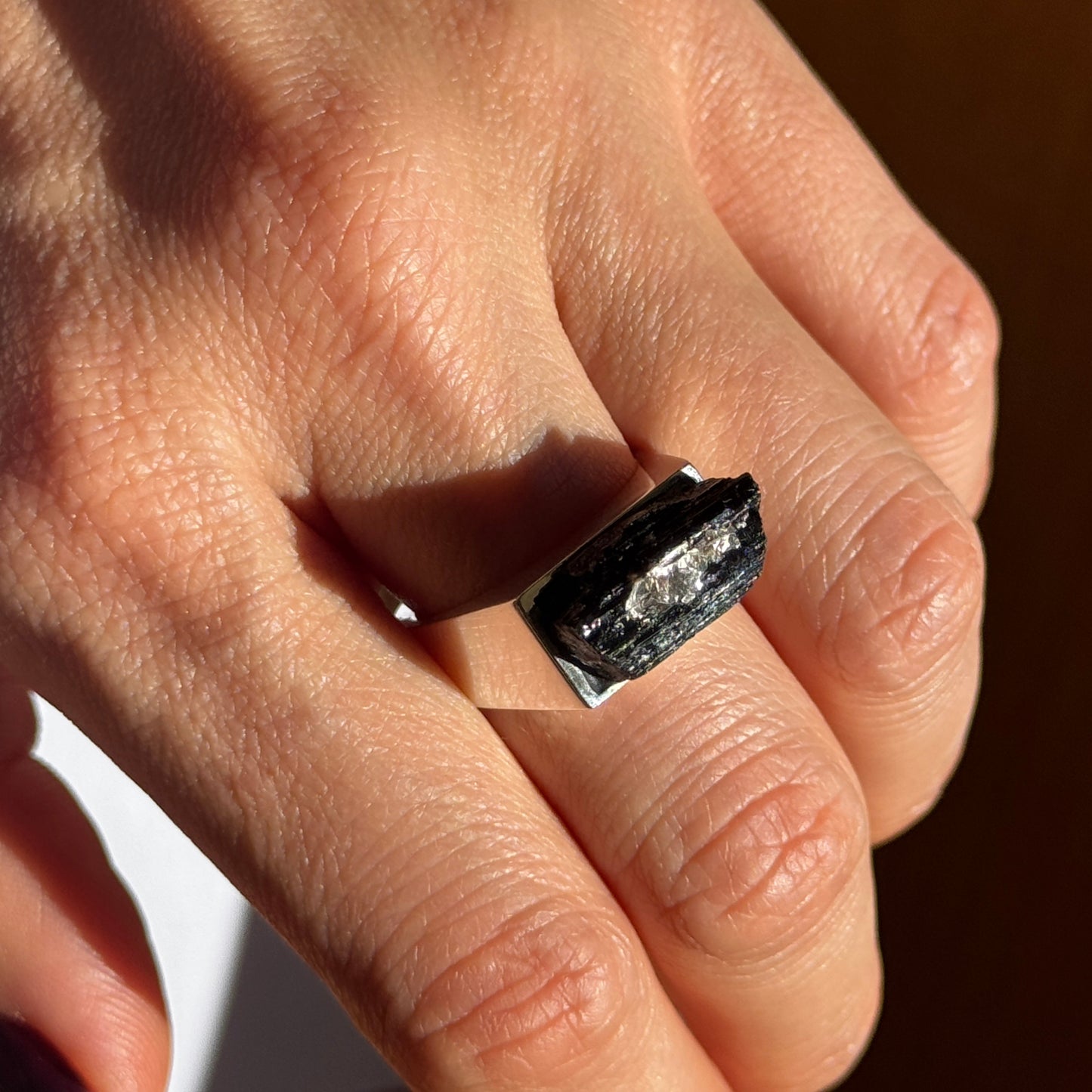 black tourmaline signet ring