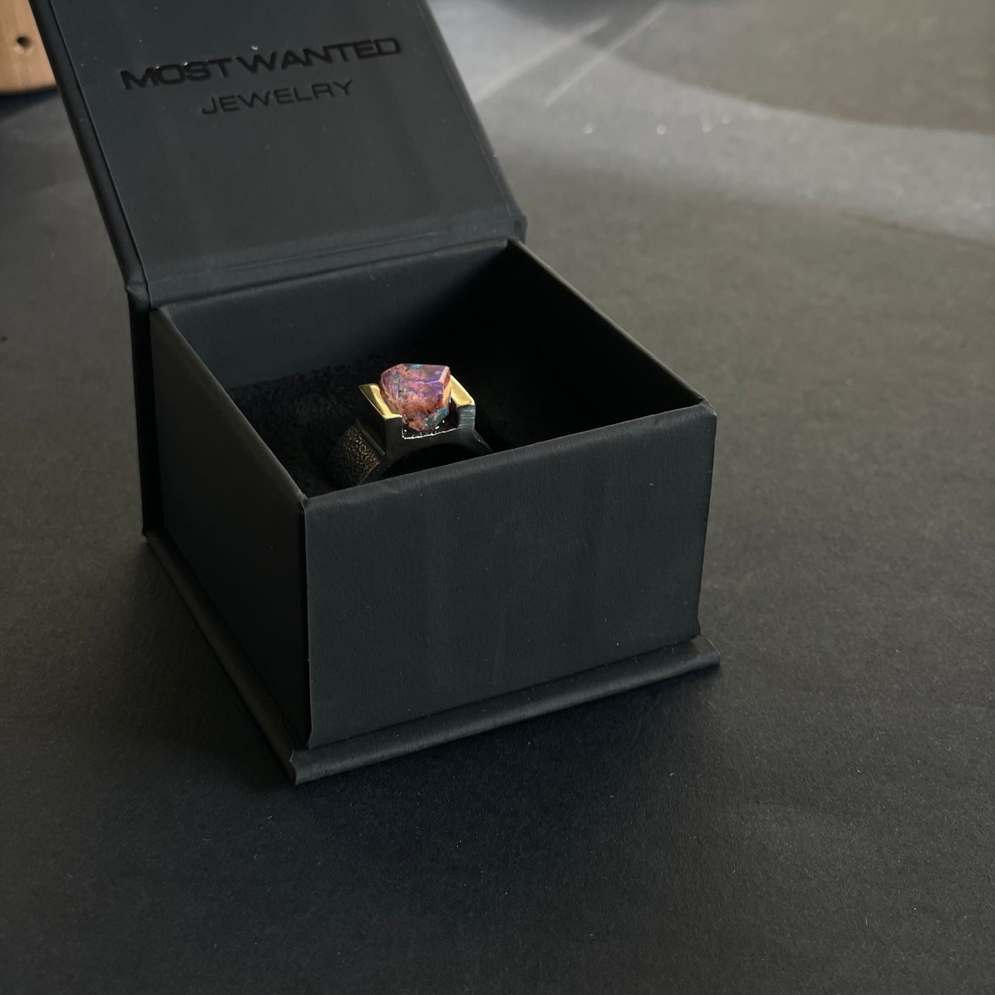 custom made ring with rare mexican opal