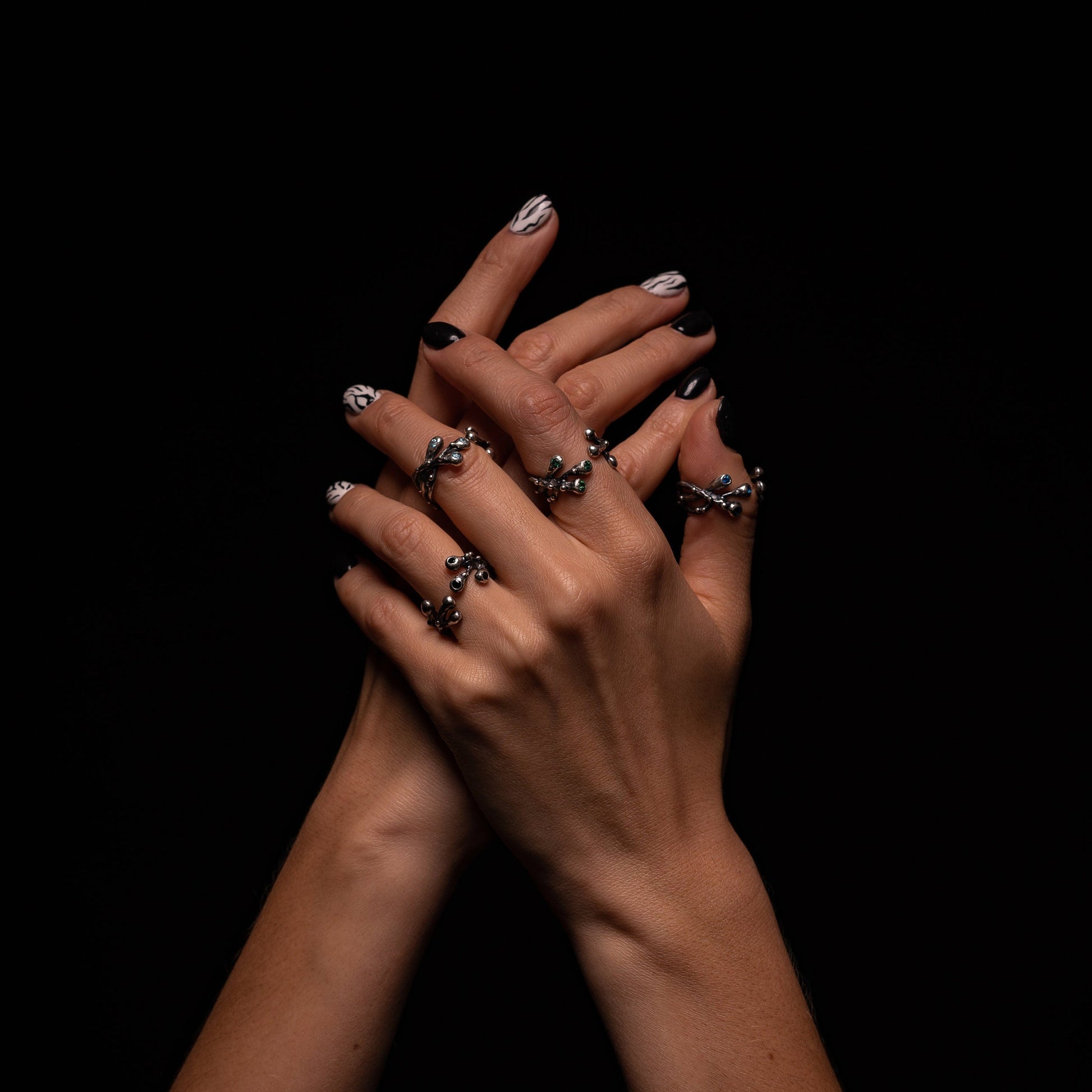 three stone ring with natural rubies