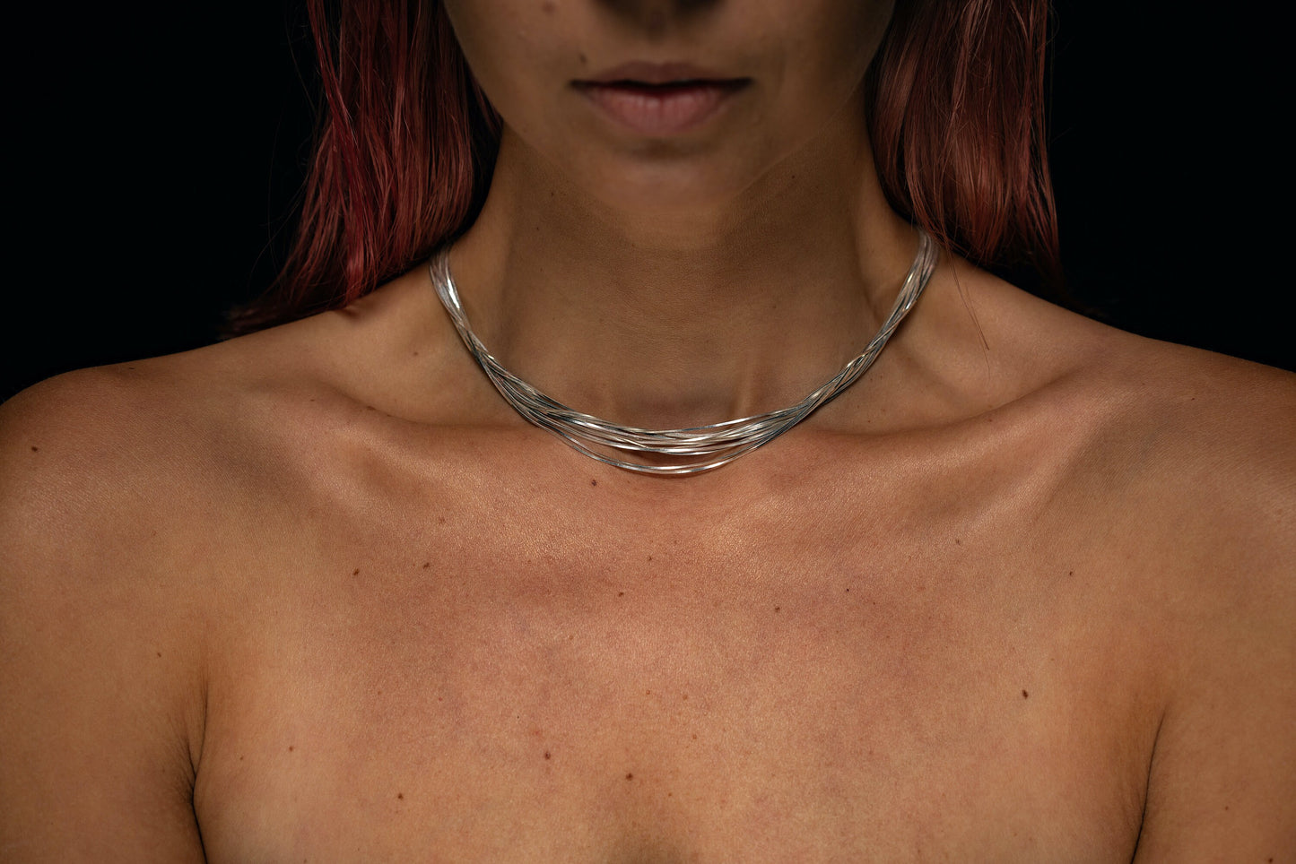 Delicate Multi Strand Liquid Chain Silver Necklace