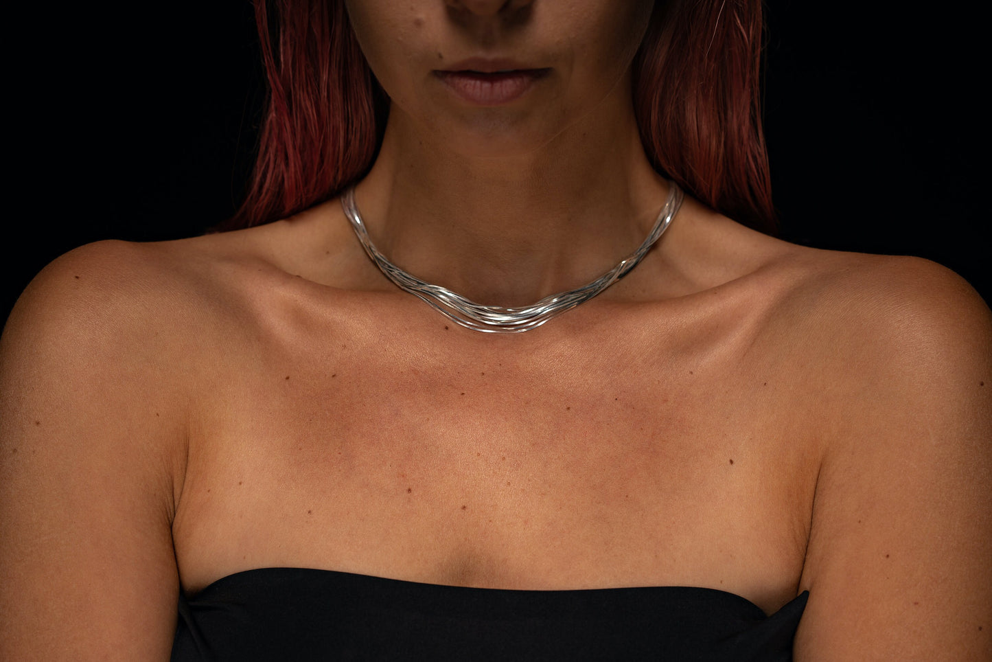 Delicate Multi Strand Liquid Chain Silver Necklace