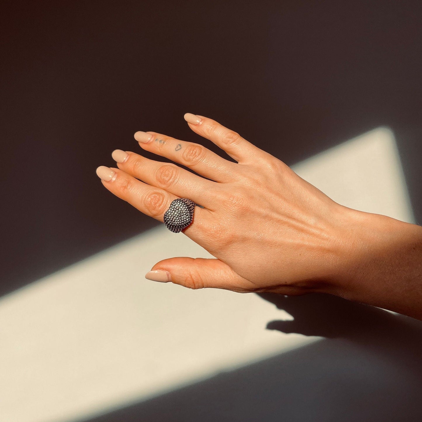 Signet Silver Ring - Heart Beat