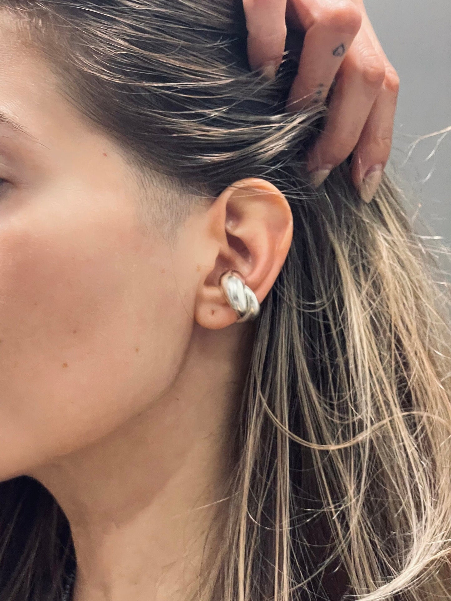 Chunky Silver Ear Cuff - Twisted