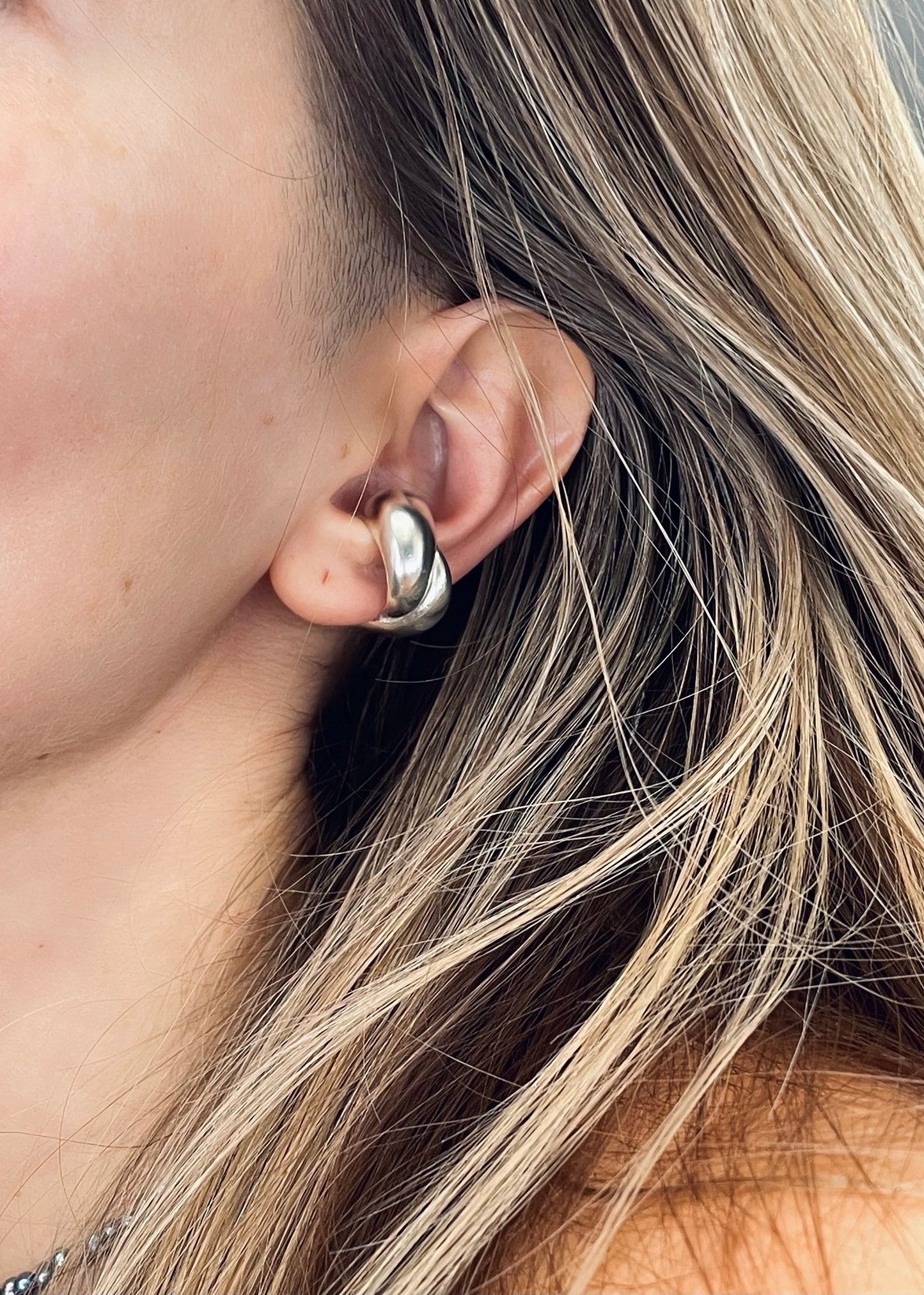 Chunky Silver Ear Cuff - Twisted