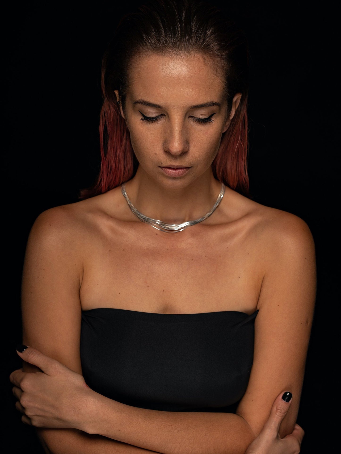 Multi strand silver Chain necklace