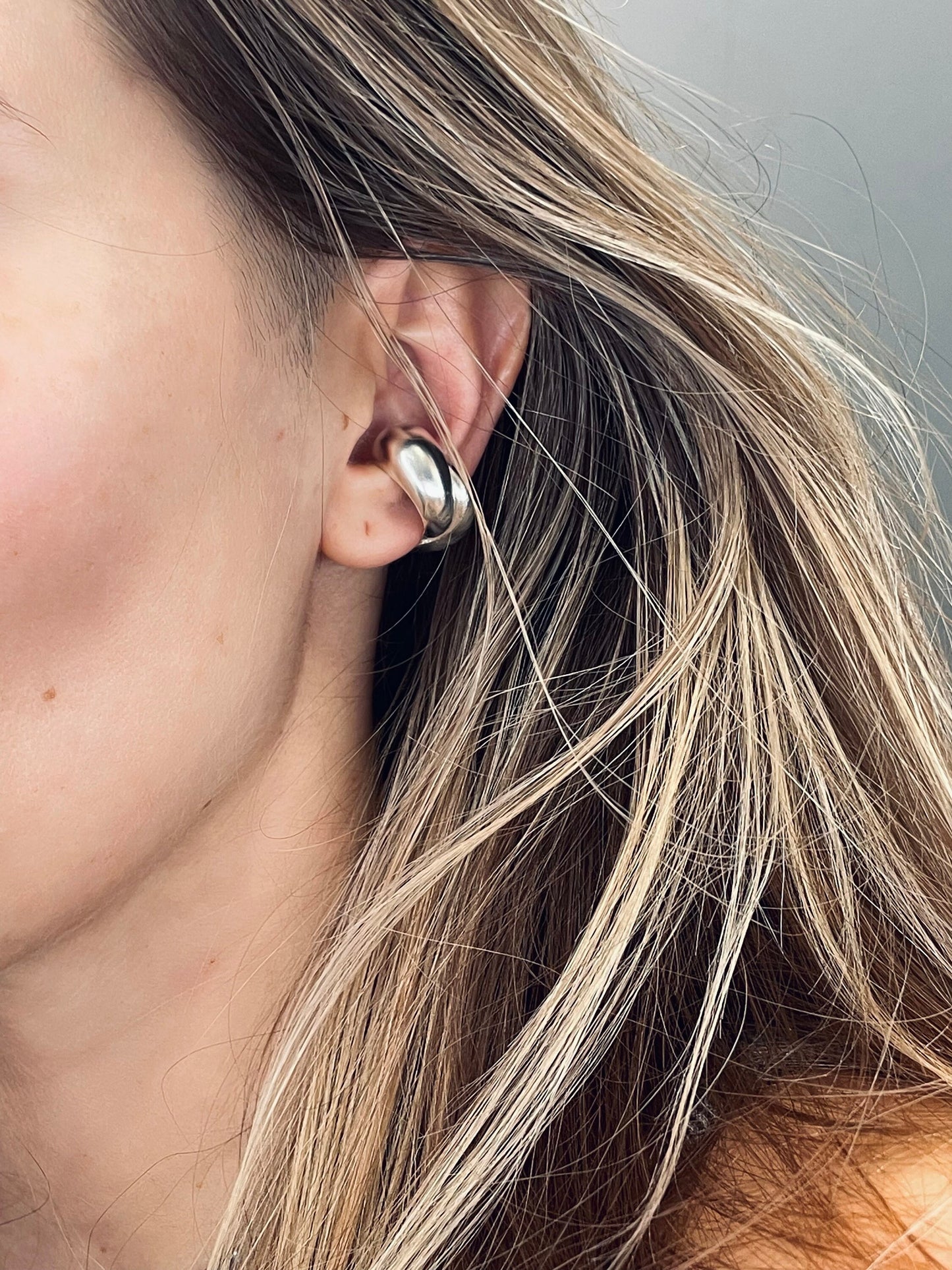 Chunky Silver Ear Cuff - Twisted