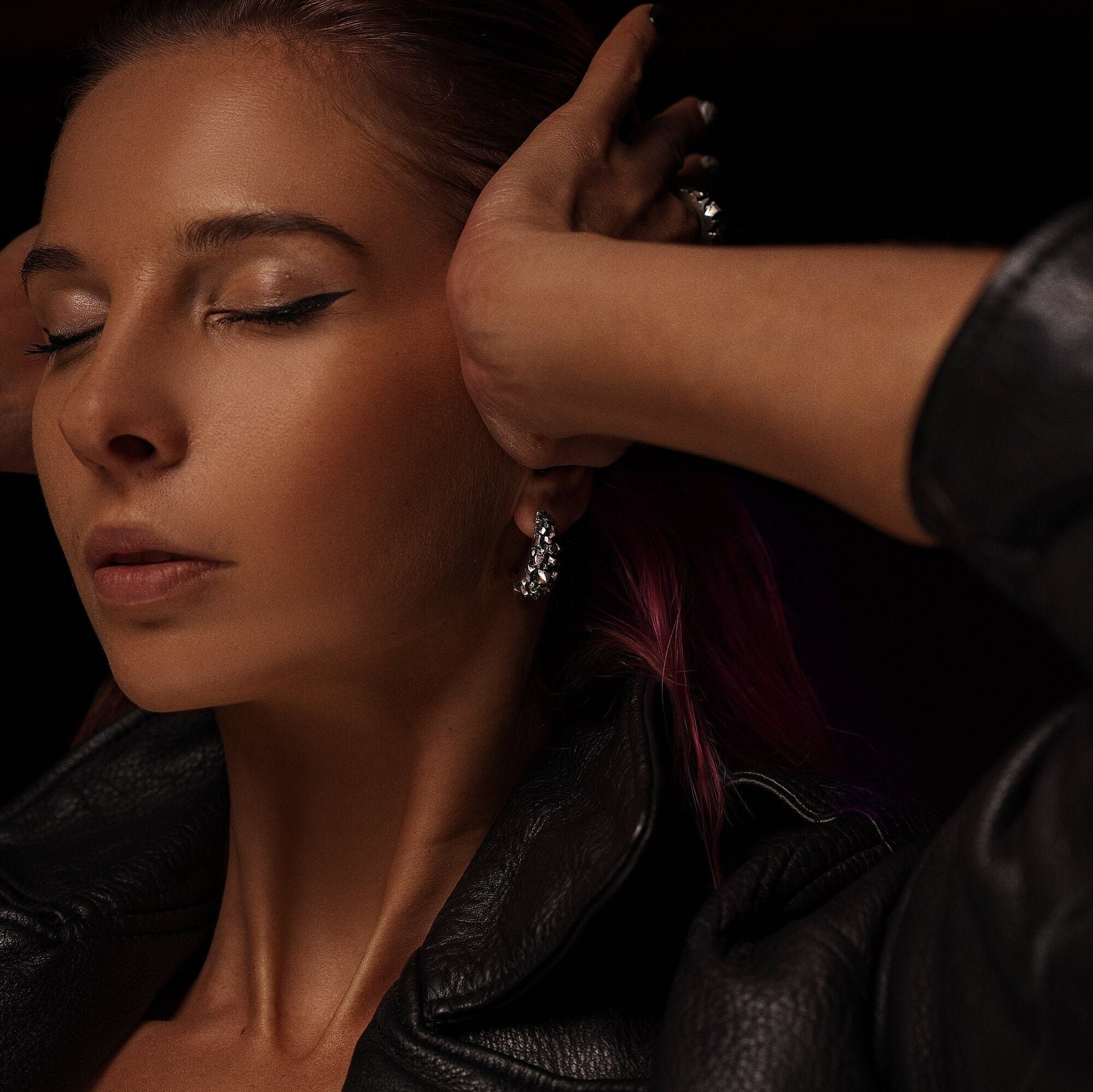 chunky silver earrings of unique design