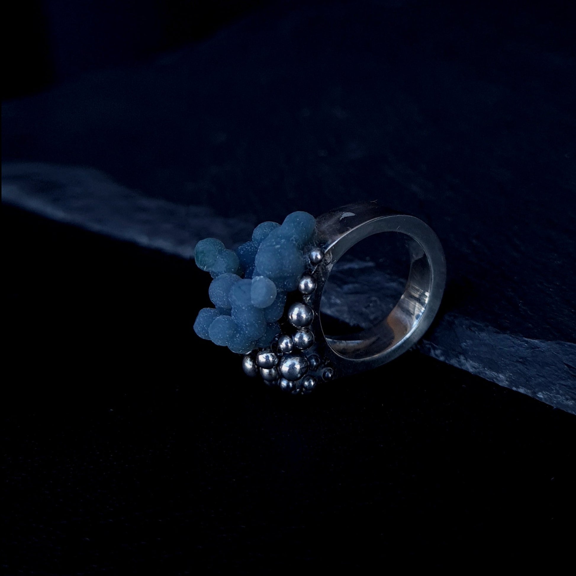 Silver ring with chalcedony