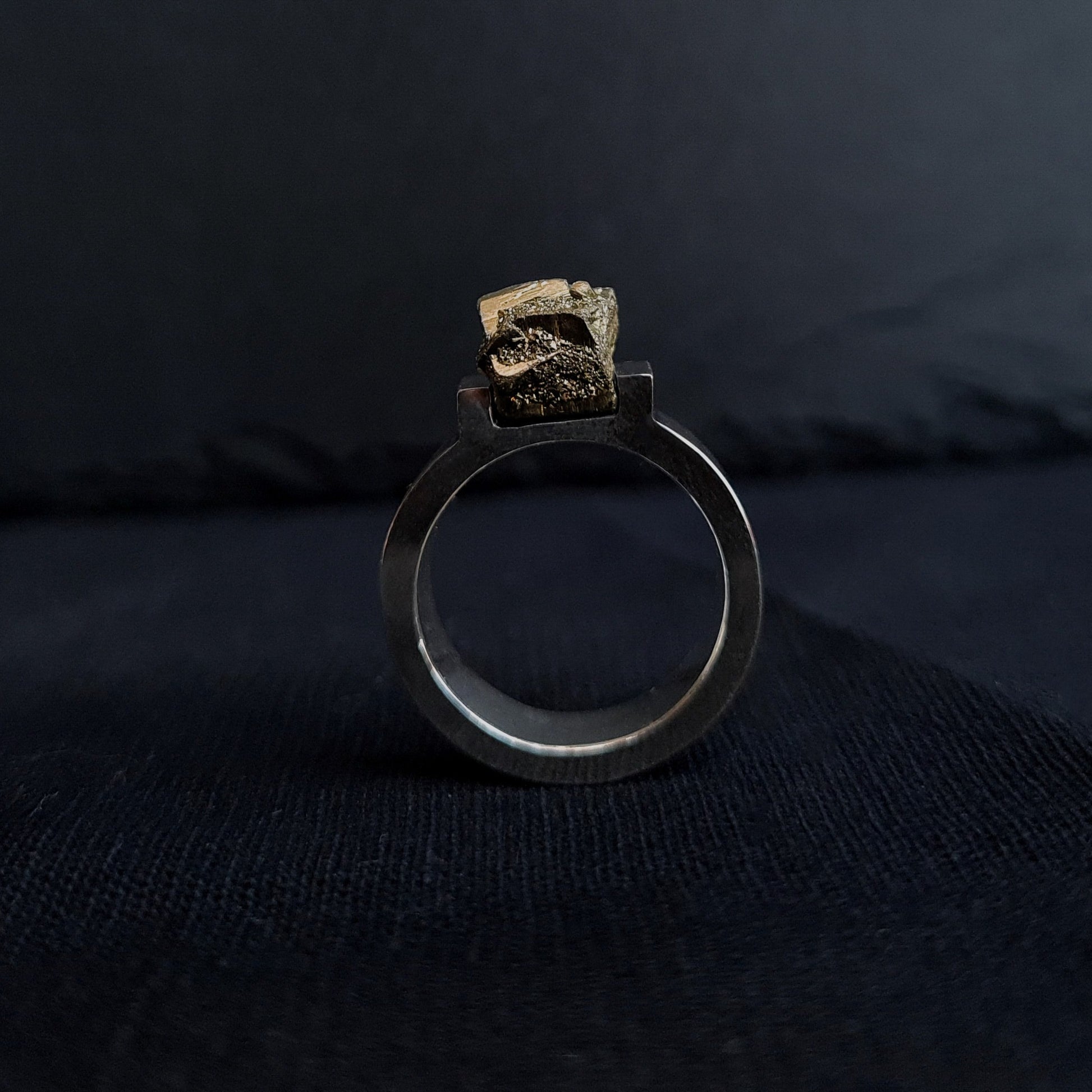 raw pyrite custom ring