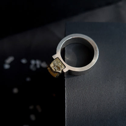 raw pyrite custom ring