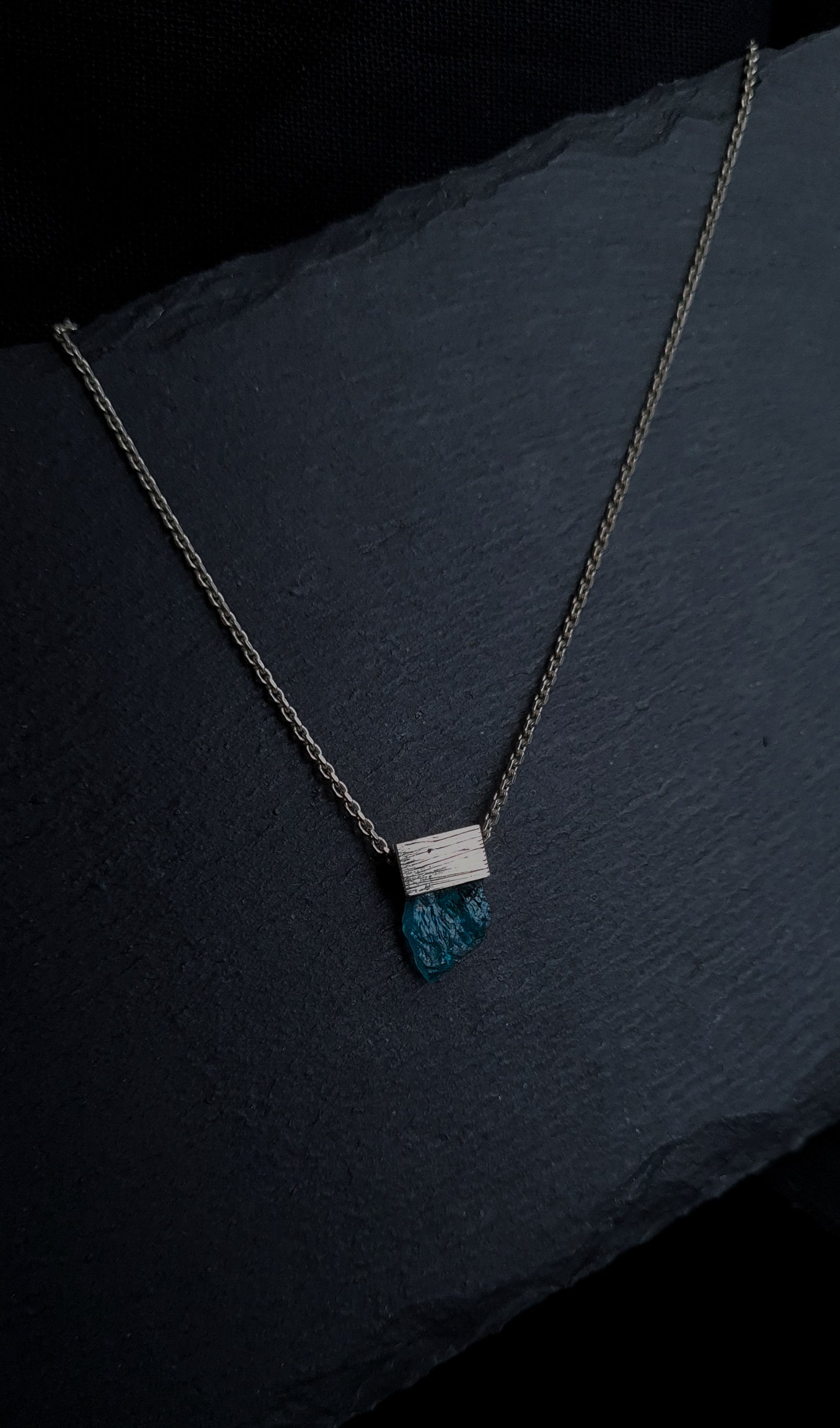 Silver Pendant Necklace with Apatite Crystal