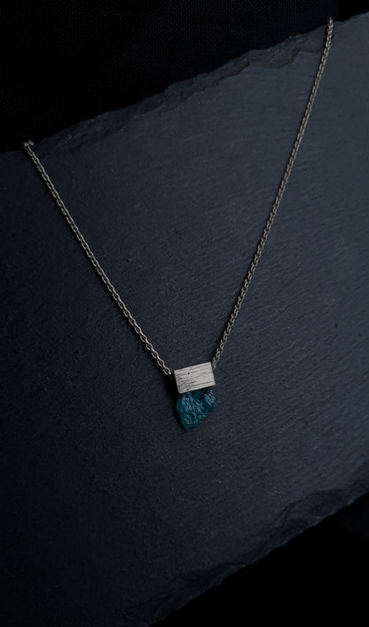 Silver Pendant Necklace with Apatite Crystal