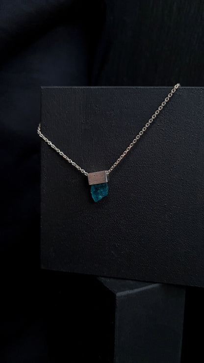 Silver Pendant Necklace with Apatite Crystal