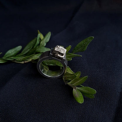 raw pyrite custom ring