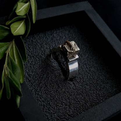 raw pyrite custom ring