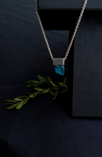 Silver Pendant Necklace with Apatite Crystal