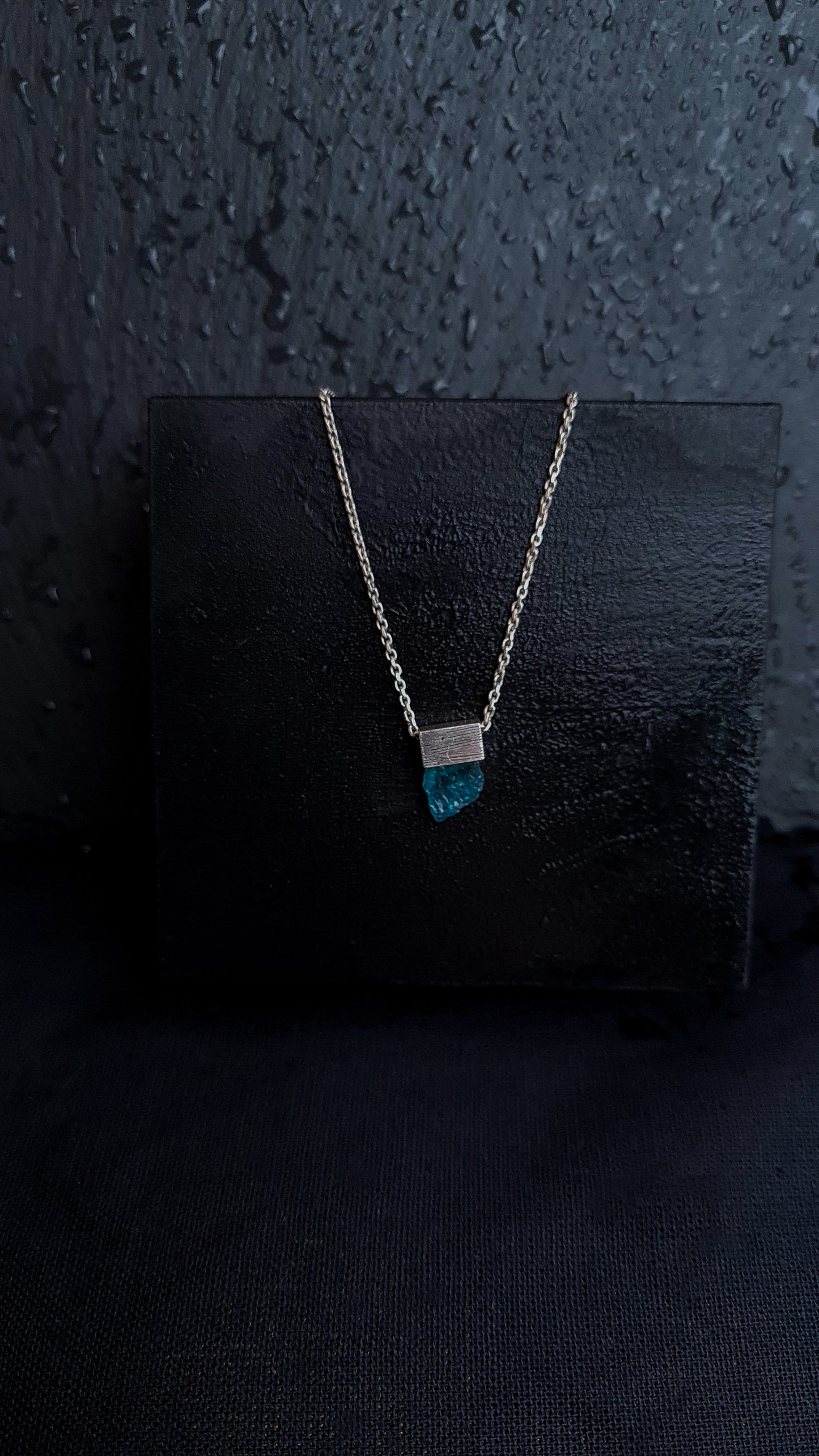 Silver Pendant Necklace with Apatite Crystal