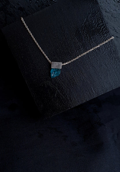 Silver Pendant Necklace with Apatite Crystal