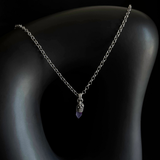 Amethyst Crystal Silver Pendant