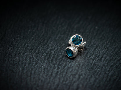 Sterling Silver Stud Earrings with London Blue Topaz