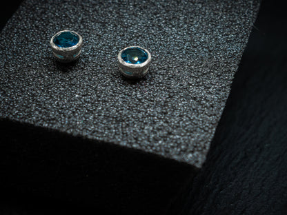 London Blue Topaz silver ear studs