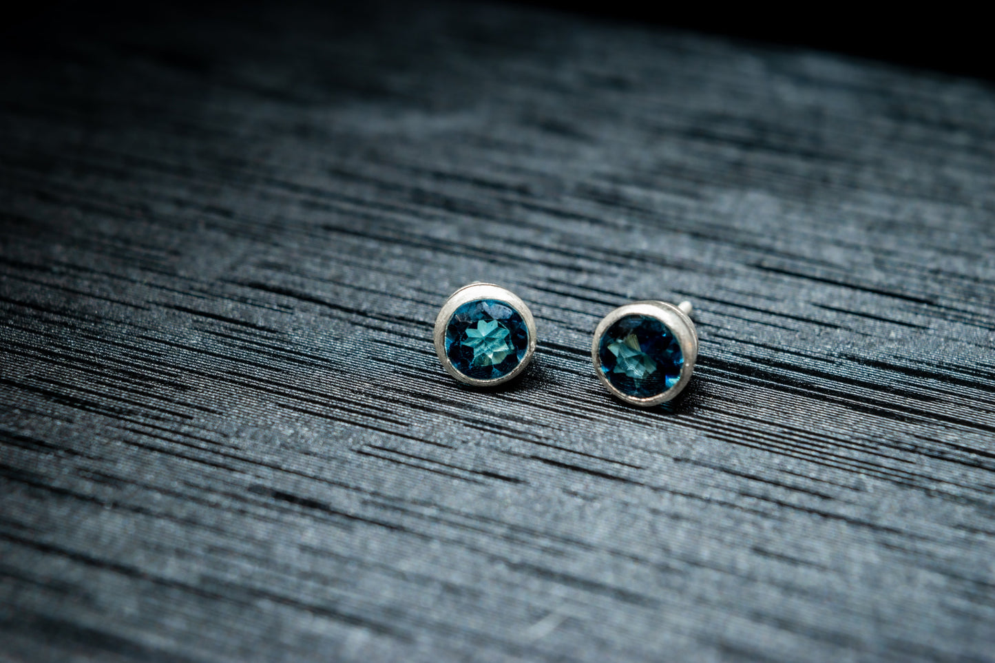 Silver studs with London Blue Topaz