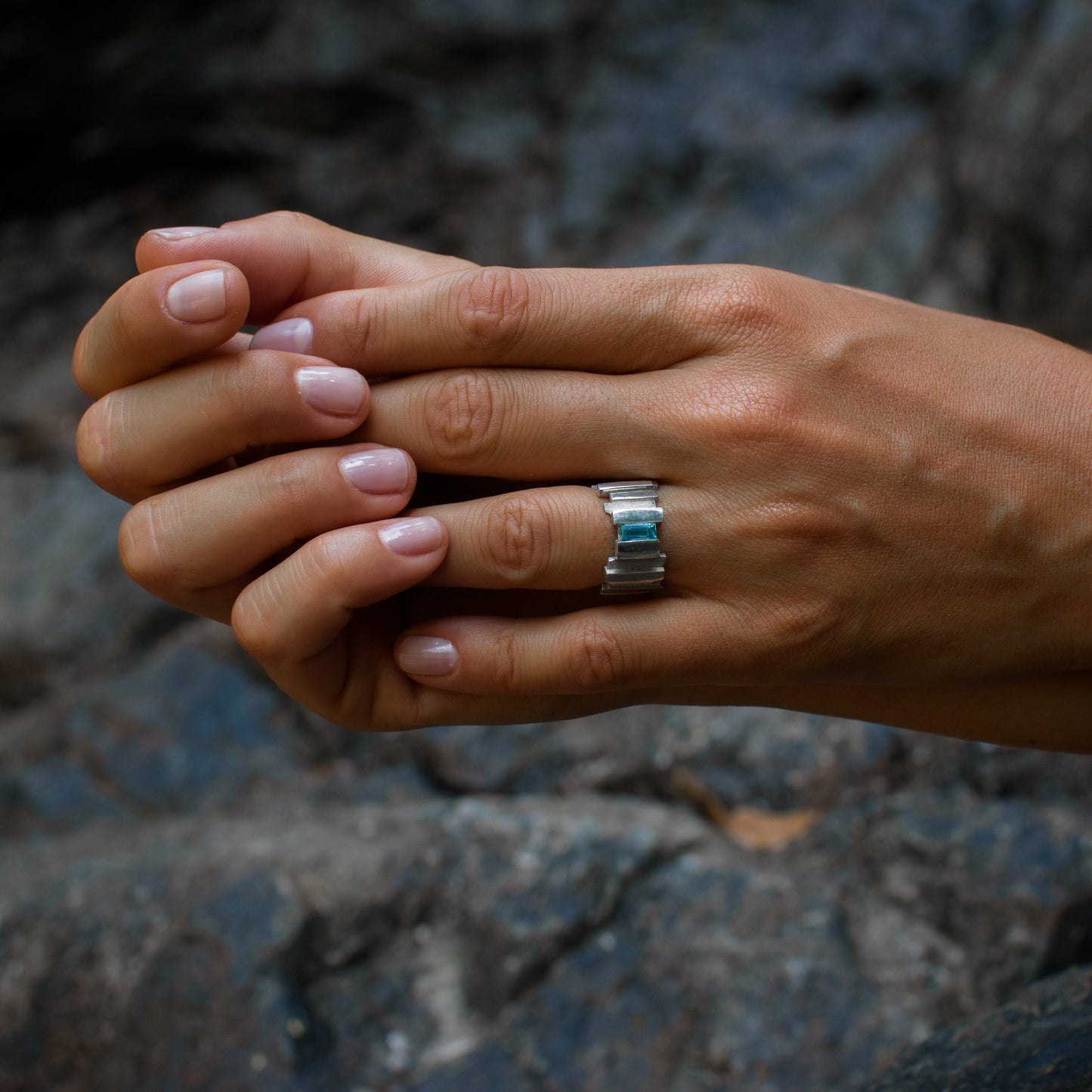 Custom Baguette ring with topaz