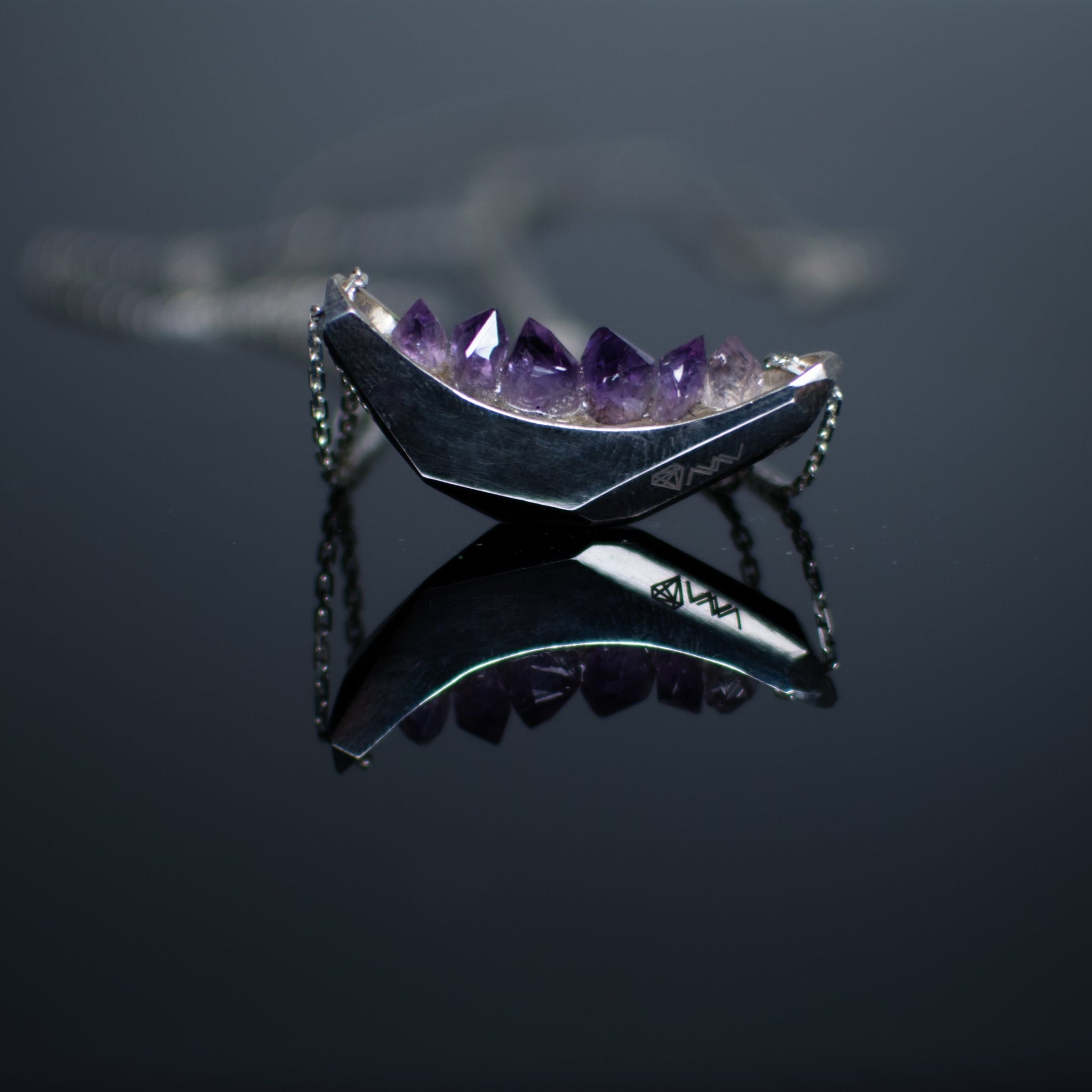 Handmade silver amethyst necklace