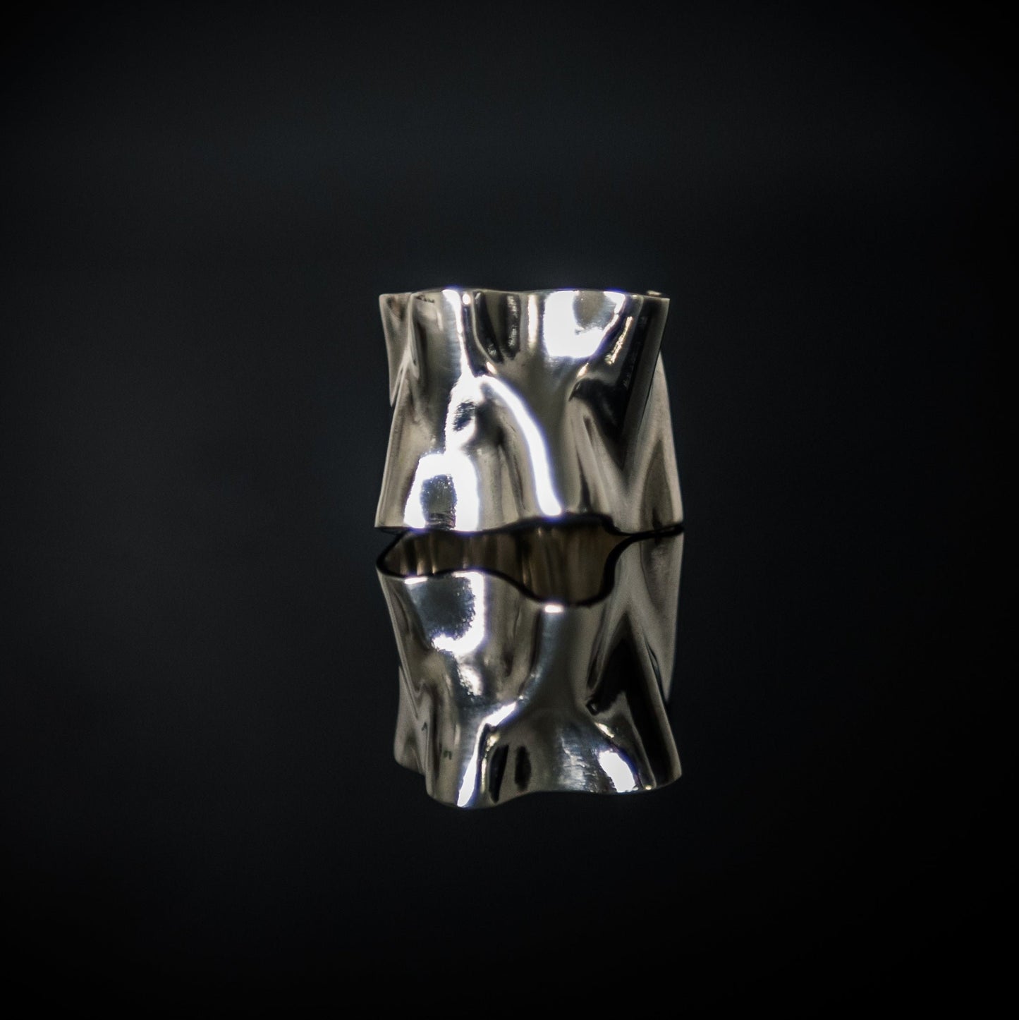 Crumpled wavy silver ring