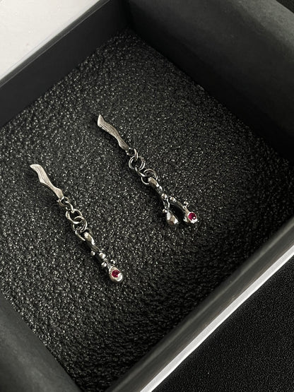 Twig dangle earrings with Rubies