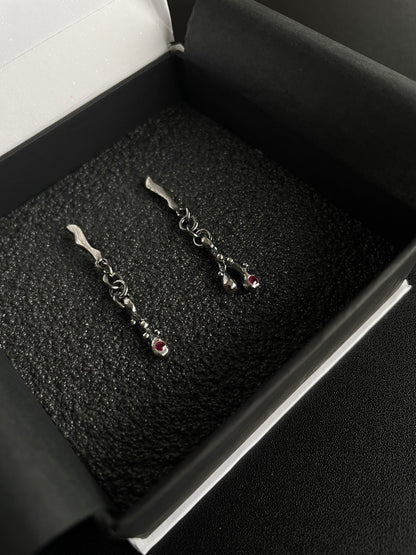 Twig dangle earrings with Rubies