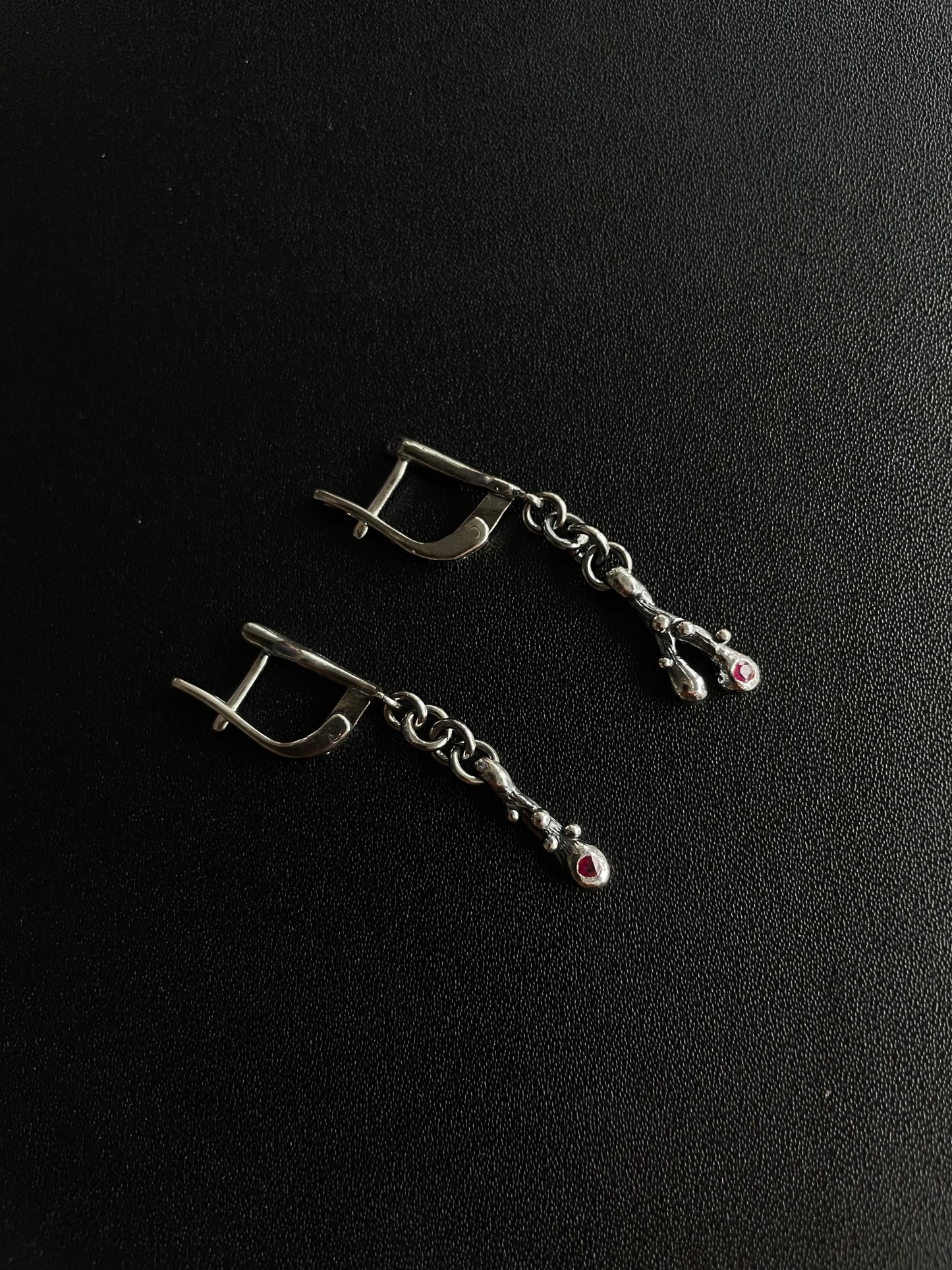 Twig dangle earrings with Rubies