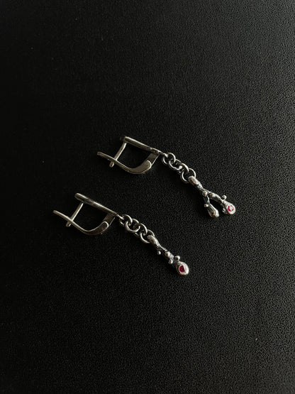 Twig dangle earrings with Rubies