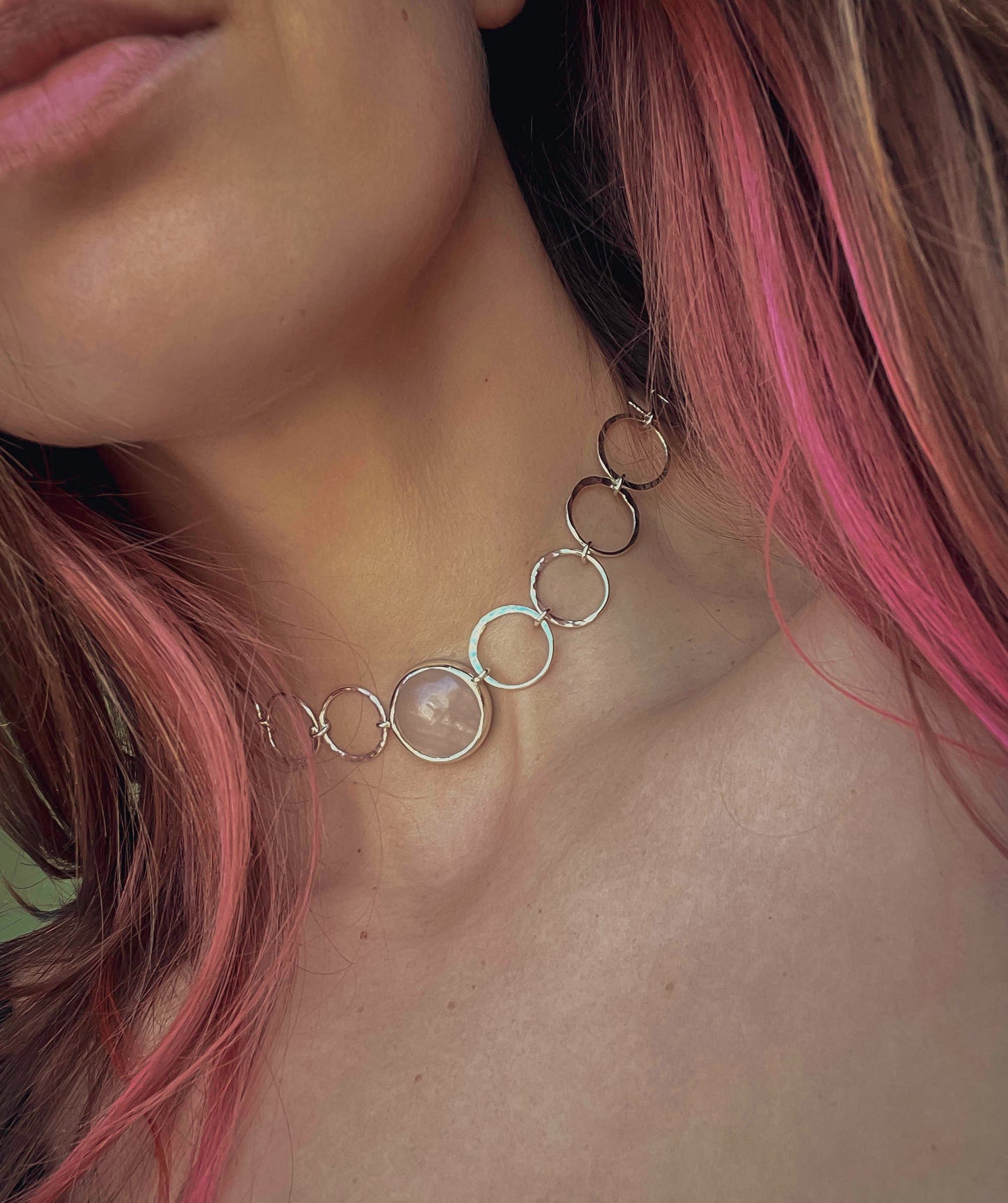 Rose Quartz Choker Necklace - Tenderness