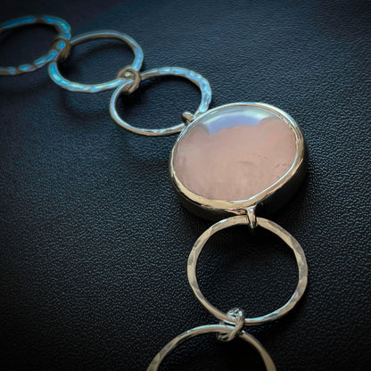 Rose Quartz Silver Choker Necklace