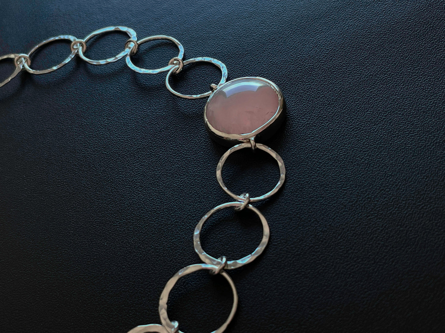 Rose Quartz Silver Choker Necklace