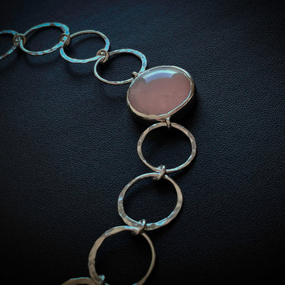 Rose Quartz Silver Choker Necklace