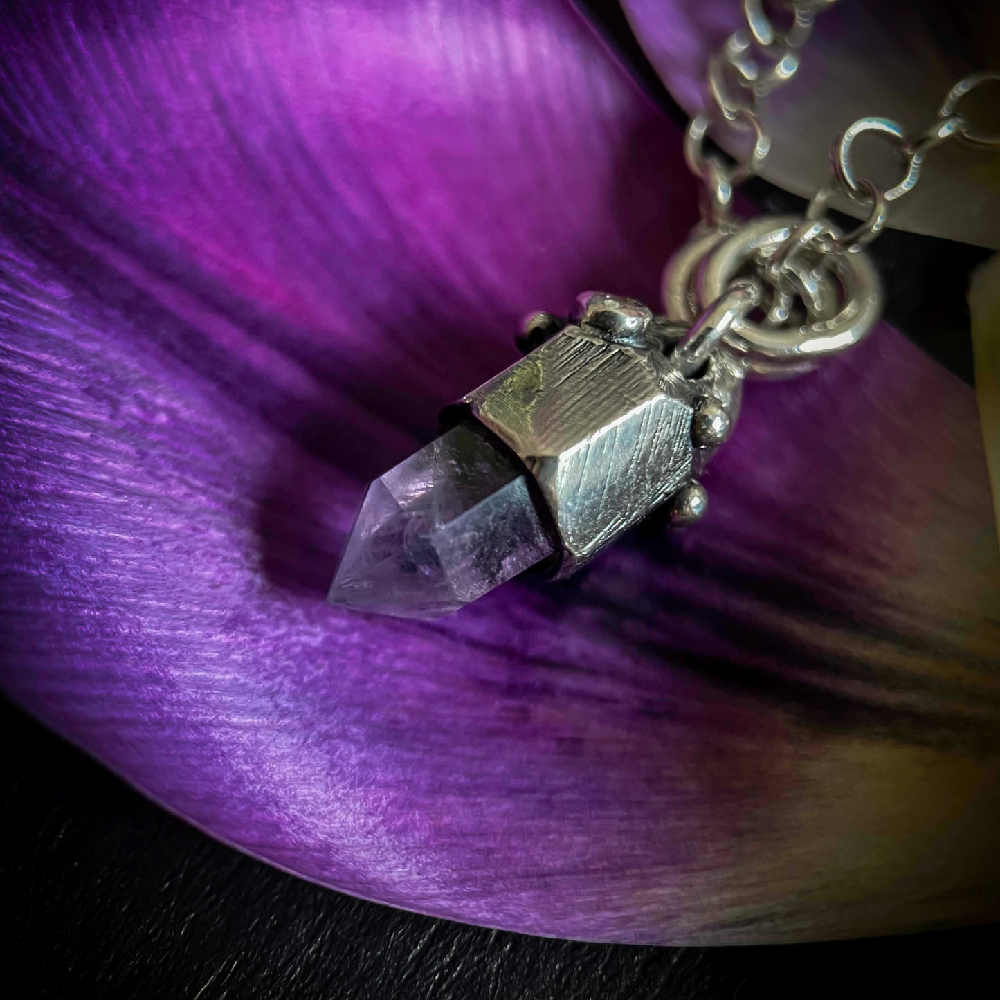 Amethyst Crystal Silver Pendant