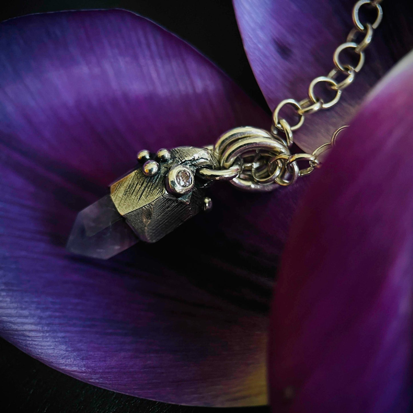 Amethyst Crystal Silver Pendant