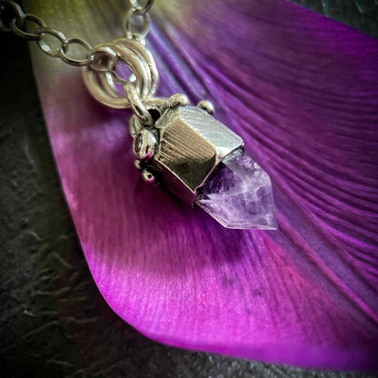 Amethyst Crystal Silver Pendant