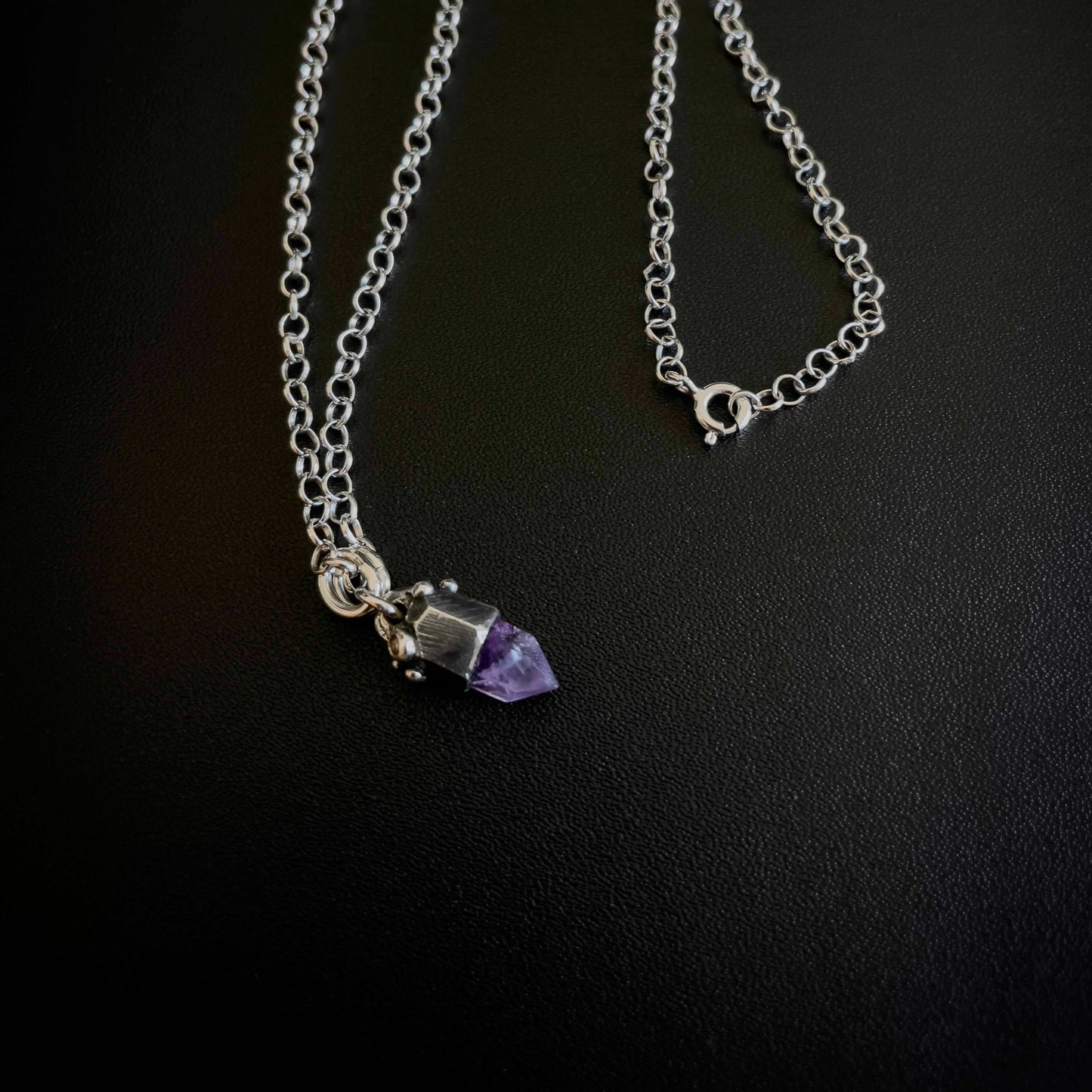 Amethyst Crystal Silver Pendant