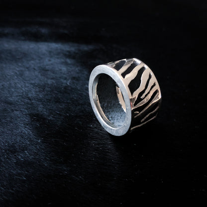 Wide Silver Zebra  Ring - WILD Zebra