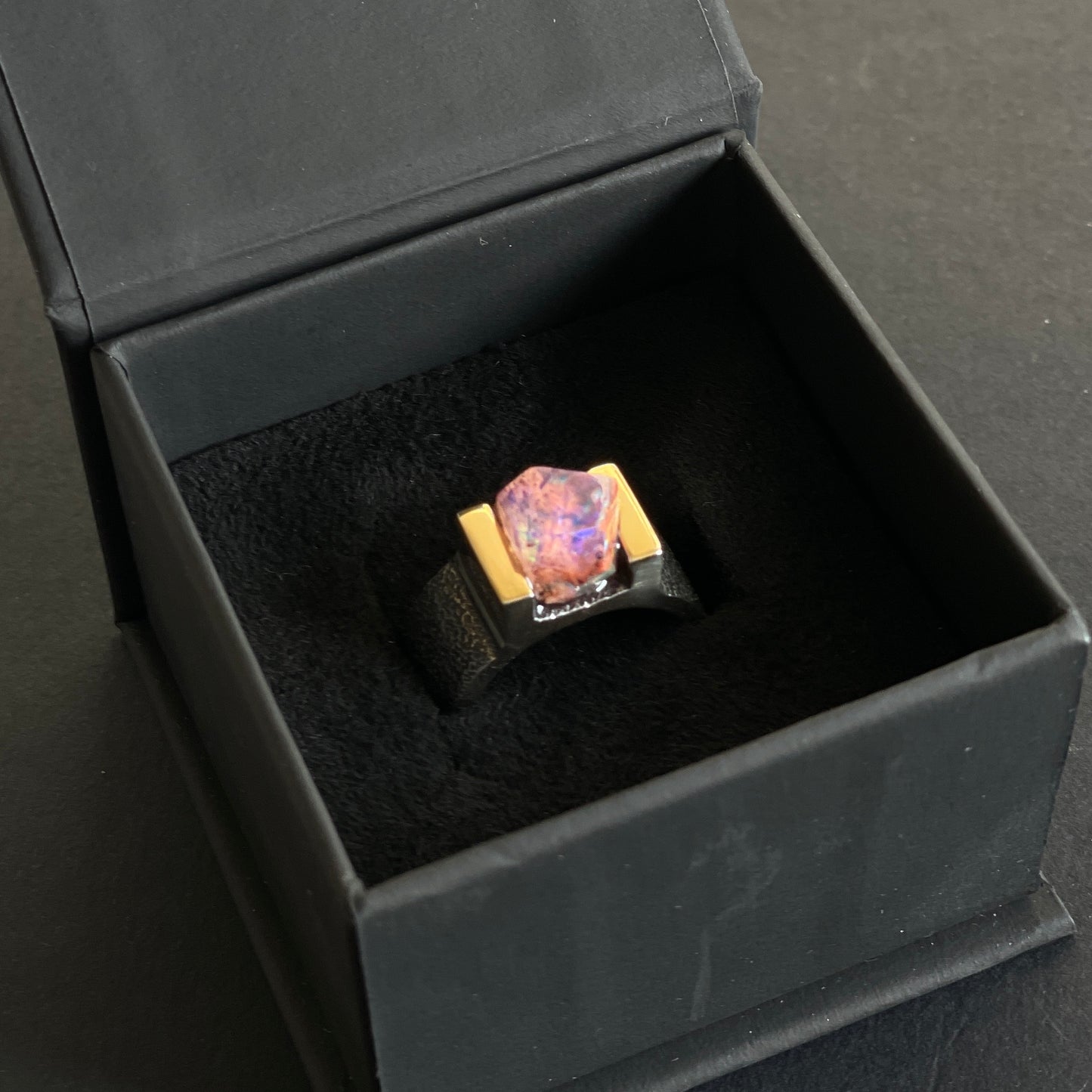 ring with rare mexican opal