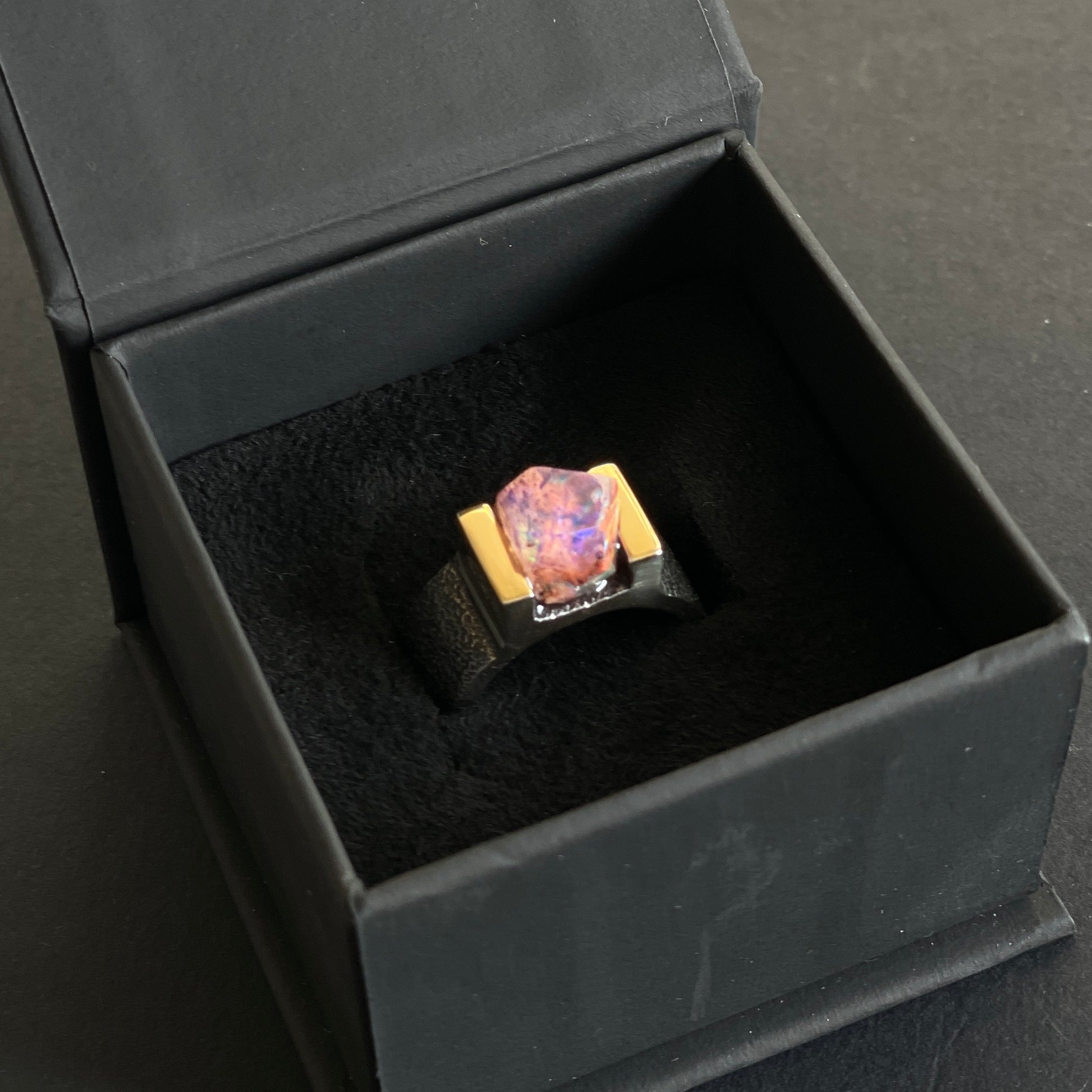 ring with rare mexican opal